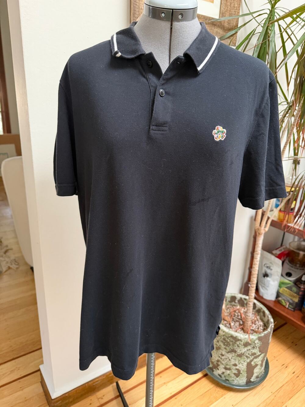 Ted Baker CAMDN Magnolia Floral Patch Polo Shirt Black Size 4 (L)